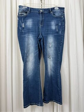 State of Independence Jeans Sz 16 Distressed High Rise Bootcut 27 Inseam